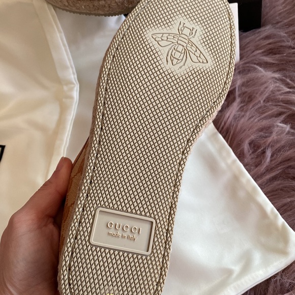 NWT GUCCI logo espadrilles moccasins with horsebit buckle size 37 - Picture 4 of 12